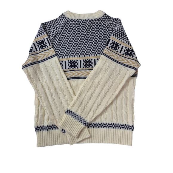 60s JC Penny Classic Styling Sweater The Mens Shop Cream/Blue/Tan Men L Acrylic - Picture 8 of 10